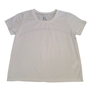 Zella Athletic Short Sleeve Shirt With Purple Stitching On The Back Size L